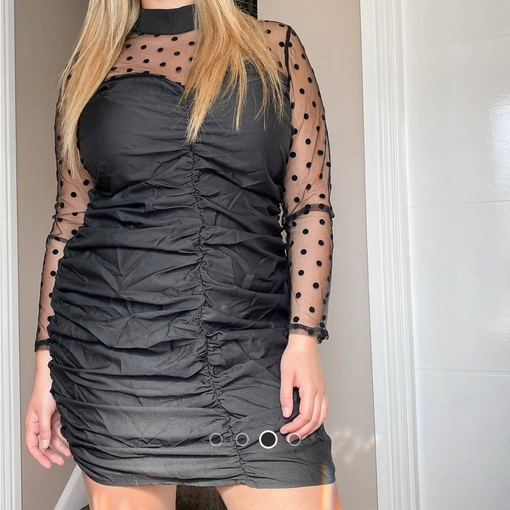 Black mesh sleeve dress